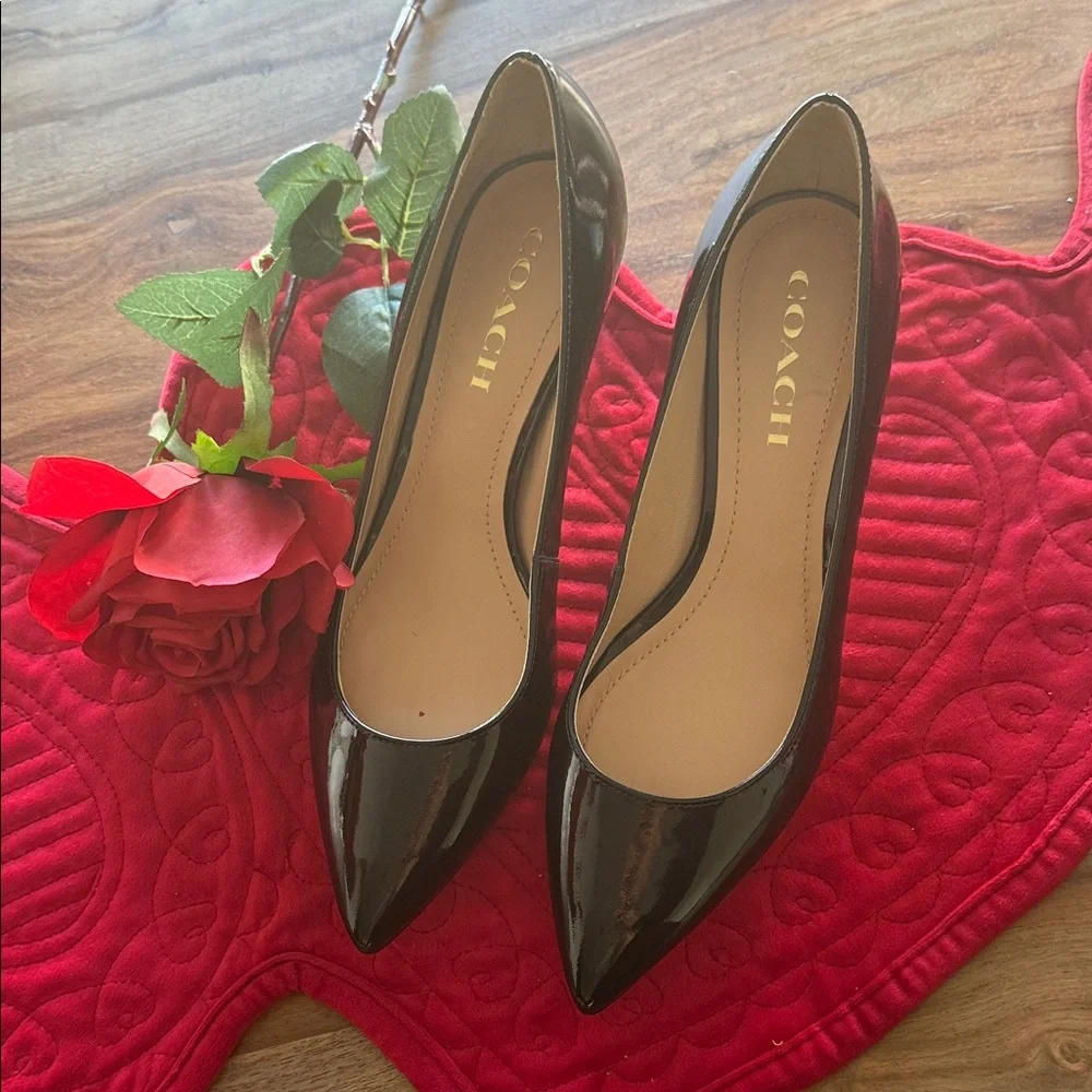 Coach Glossy Black Women's Heels - Picture 1 of 4